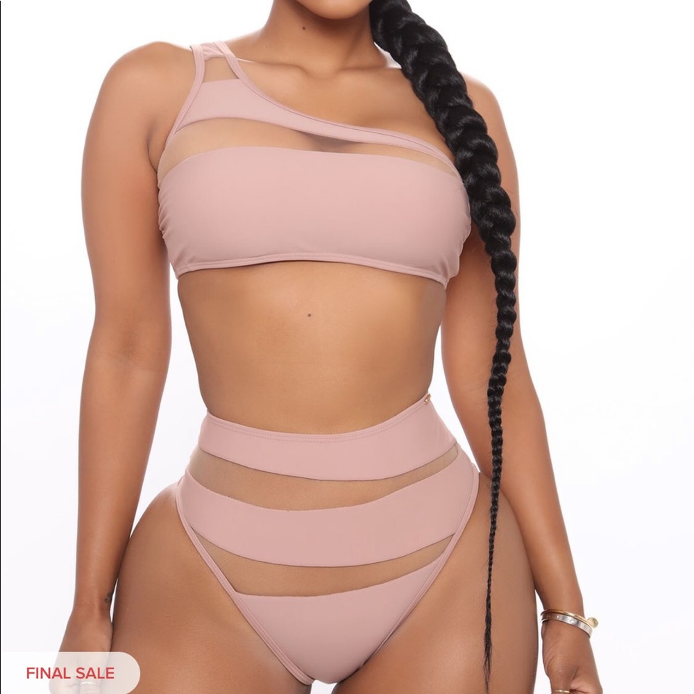 Island Hideout Cutout Mesh 2 Piece Bikini - Nude